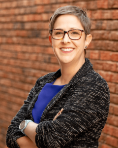 This is a head-and-shoulders photograph of National Child Passenger Safety Board Vehicle Manufacturer representative Emily Burton.