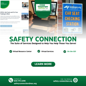 Social Media Library: This graphic is used to promote services available to Child Passenger Safety Technicians and parents/caregivers on the Safety Connection website.