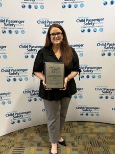 2026 Instructor of the Year Kathy Vasilopulos received her recognition plaque at the Lifesavers Conference on Roadway Safety in Baltimore, Md.